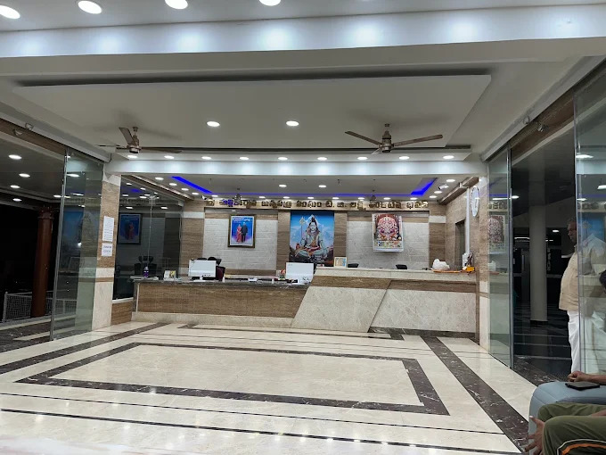 Reception hall with marble flooring and front desk